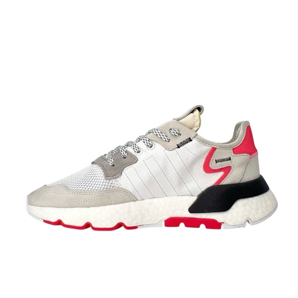 Adidas Nite Jogger Sneaker Men’s Size 8 White / Shock Red F34123 - Picture 5 of 13